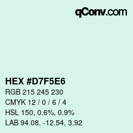 Color code: HEX #D7F5E6 | qconv.com