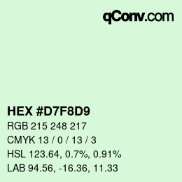 Color code: HEX #D7F8D9 | qconv.com