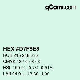 Farbcode: HEX #D7F8E8 | qconv.com