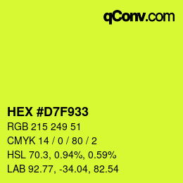 颜色代码: HEX #D7F933 | qconv.com