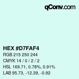 Color code: HEX #D7FAF4 | qconv.com