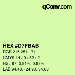 Color code: HEX #D7FBAB | qconv.com