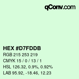カラーコード: HEX #D7FDDB | qconv.com
