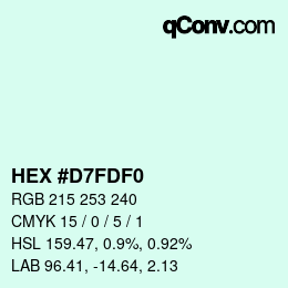 Color code: HEX #D7FDF0 | qconv.com