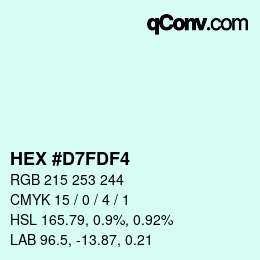 カラーコード: HEX #D7FDF4 | qconv.com
