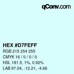 Color code: HEX #D7FEFF | qconv.com