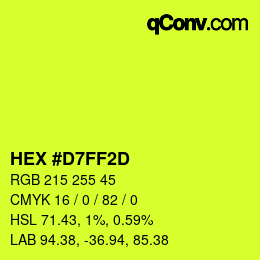 カラーコード: HEX #D7FF2D | qconv.com