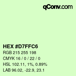 Color code: HEX #D7FFC6 | qconv.com