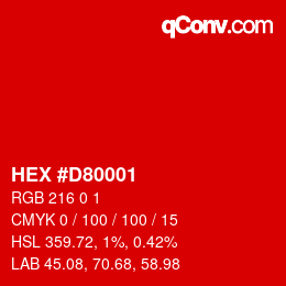 Color code: HEX #D80001 | qconv.com
