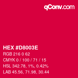 Color code: HEX #D8003E | qconv.com