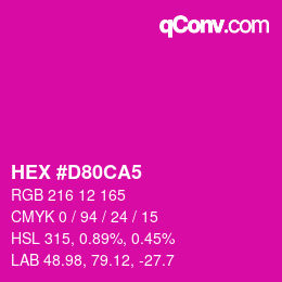 カラーコード: HEX #D80CA5 | qconv.com