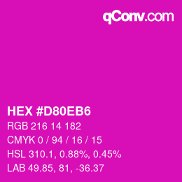 颜色代码: HEX #D80EB6 | qconv.com