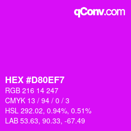 カラーコード: HEX #D80EF7 | qconv.com
