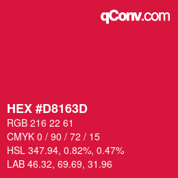 カラーコード: HEX #D8163D | qconv.com