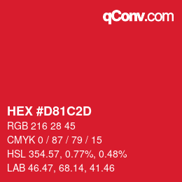 Color code: HEX #D81C2D | qconv.com