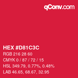 Color code: HEX #D81C3C | qconv.com