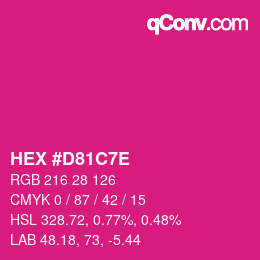 カラーコード: HEX #D81C7E | qconv.com