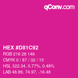 カラーコード: HEX #D81C92 | qconv.com