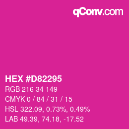 颜色代码: HEX #D82295 | qconv.com