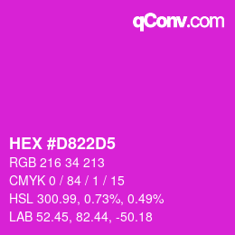 颜色代码: HEX #D822D5 | qconv.com