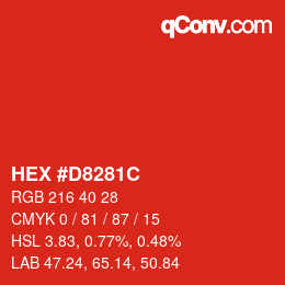 Color code: HEX #D8281C | qconv.com