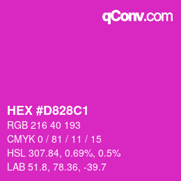 颜色代码: HEX #D828C1 | qconv.com