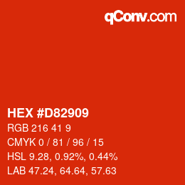 Color code: HEX #D82909 | qconv.com