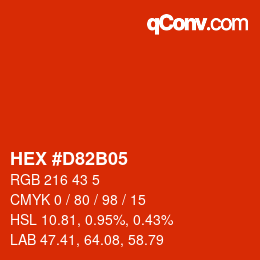 颜色代码: HEX #D82B05 | qconv.com