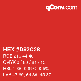 Color code: HEX #D82C28 | qconv.com
