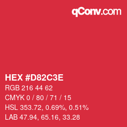 カラーコード: HEX #D82C3E | qconv.com