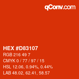 Color code: HEX #D83107 | qconv.com