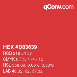 Color code: HEX #D83639 | qconv.com