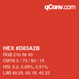 Color code: HEX #D83A2B | qconv.com