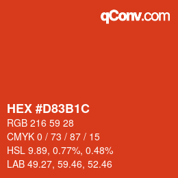 Color code: HEX #D83B1C | qconv.com