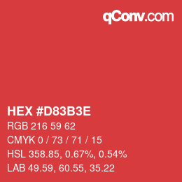 Color code: HEX #D83B3E | qconv.com