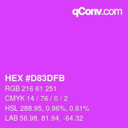 Color code: HEX #D83DFB | qconv.com
