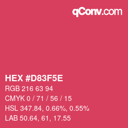Color code: HEX #D83F5E | qconv.com