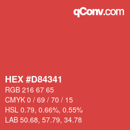 颜色代码: HEX #D84341 | qconv.com