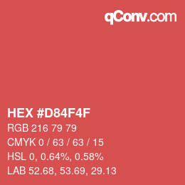 Farbcode: HEX #D84F4F | qconv.com