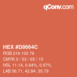 颜色代码: HEX #D8664C | qconv.com