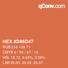 カラーコード: HEX #D86D47 | qconv.com