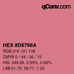 颜色代码: HEX #D8798A | qconv.com