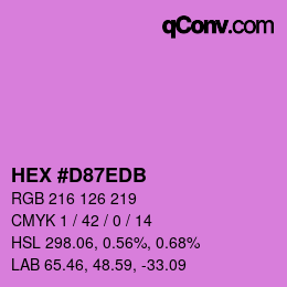カラーコード: HEX #D87EDB | qconv.com