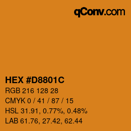 Color code: HEX #D8801C | qconv.com