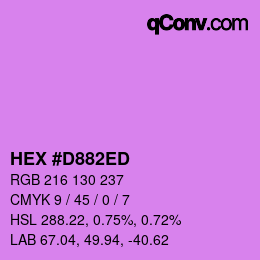 颜色代码: HEX #D882ED | qconv.com