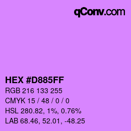 カラーコード: HEX #D885FF | qconv.com