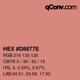 Farbcode: HEX #D8877E | qconv.com