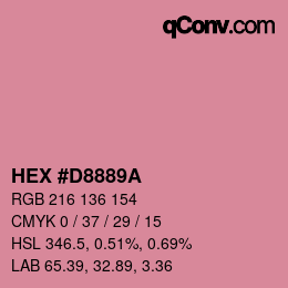 颜色代码: HEX #D8889A | qconv.com