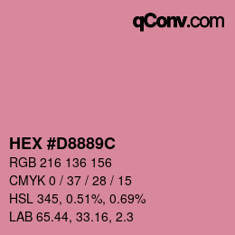 カラーコード: HEX #D8889C | qconv.com