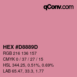 カラーコード: HEX #D8889D | qconv.com